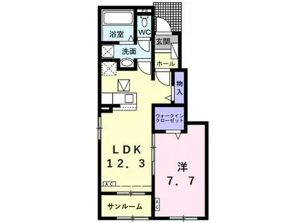 FELICEII(1LDK/1階)の間取り写真