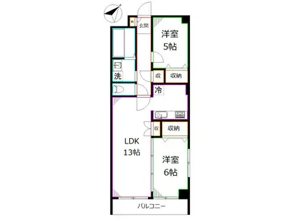 リベルタ国立(2LDK/2階)の間取り写真