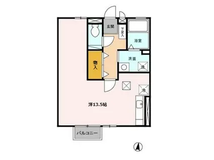 サニーブレイスYOMOB棟(ワンルーム/1階)の間取り写真