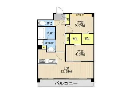 LIBTH光の森II(2LDK/3階)の間取り写真