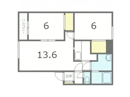 リバーシティII(2LDK/2階)の間取り写真