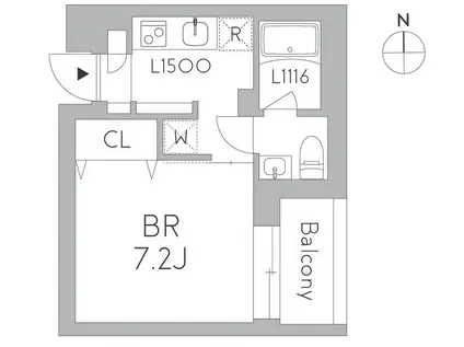 GRANDUO千歳烏山(1K/5階)の間取り写真