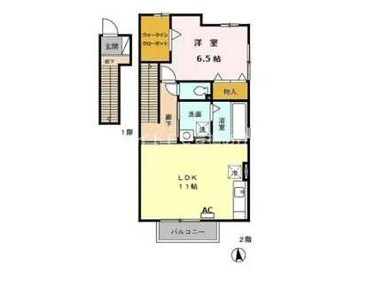 バイオ21 15-1(1LDK/2階)の間取り写真