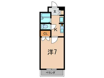 夙川ル・カンフリエ(1K/1階)の間取り写真