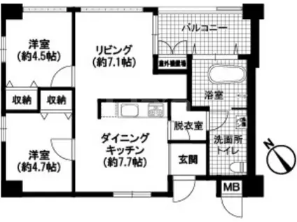 フェイズインネクスト山王(2LDK/5階)の間取り写真