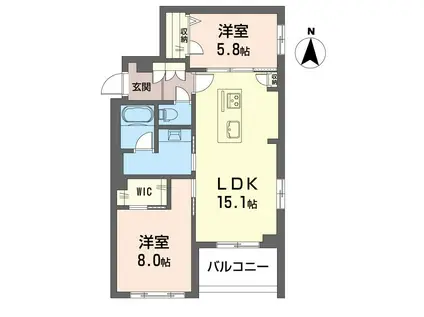 リアン ド ファミーユ(2LDK/2階)の間取り写真