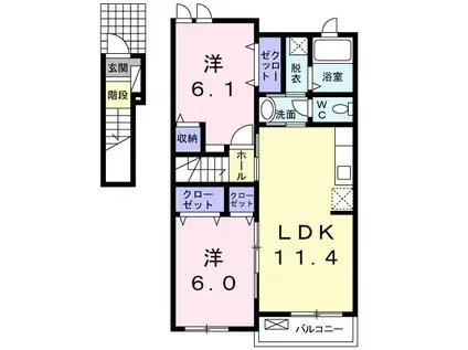 サリーチェI(2LDK/2階)の間取り写真