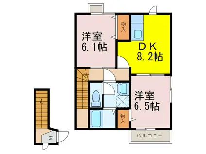 マーベラスコート(2DK/2階)の間取り写真