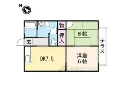 グリーンタウン國本B棟(2DK/1階)の間取り写真