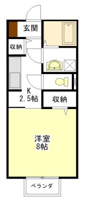 ラルーチェ上浜(1K/1階)の間取り写真
