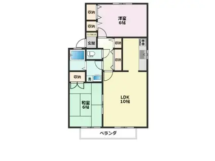 グランドオークF(2LDK/1階)の間取り写真