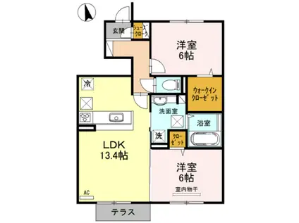アルブル(2LDK/1階)の間取り写真