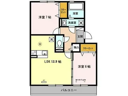 グランドアトリオ神戸西(2LDK/2階)の間取り写真