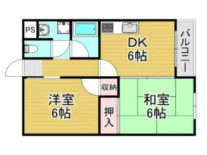 河波マンション(2DK/3階)の間取り写真