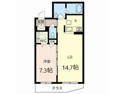 グレーシア(1LDK/1階)の間取り写真