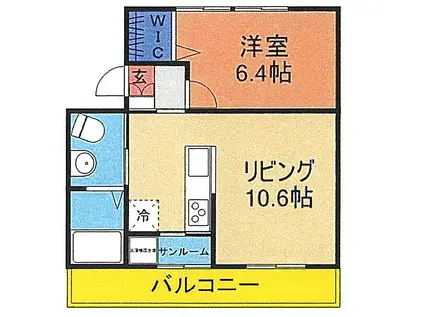 マキノマンション(1LDK/3階)の間取り写真