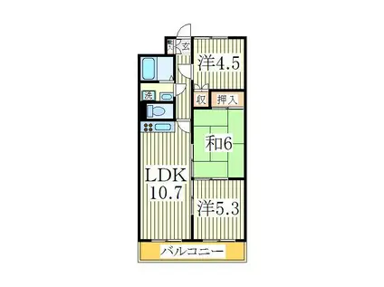 セザール柏(3LDK/2階)の間取り写真