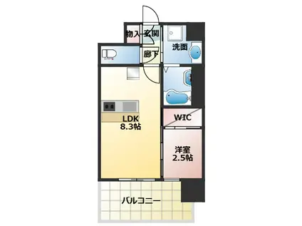 セレニテ江坂エクラ(1LDK/2階)の間取り写真