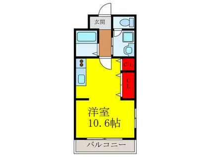 ホープ池田栄本町(ワンルーム/6階)の間取り写真