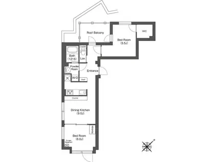 エスタート大井町フォレスト(2DK/4階)の間取り写真