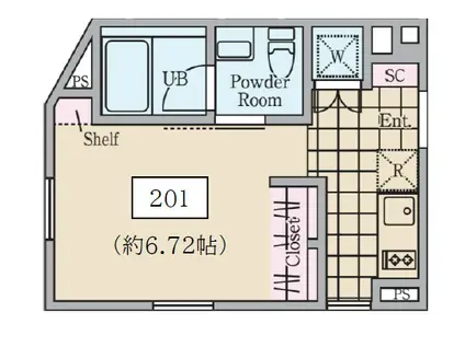 REVE RESIDENCE 中野坂上II(ワンルーム/2階)の間取り写真