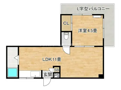 シャルム堀田(1LDK/3階)の間取り写真