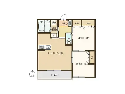 グランテージC(2LDK/3階)の間取り写真