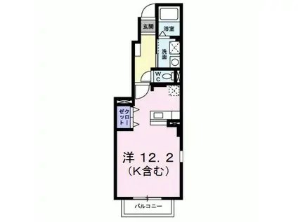 グランディールI番館(ワンルーム/1階)の間取り写真