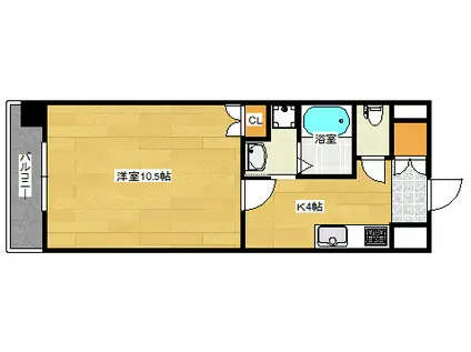 FLARE城北(1K/4階)の間取り写真
