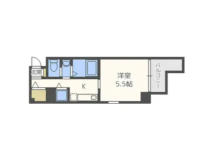 ALVAS(1K/7階)の間取り写真