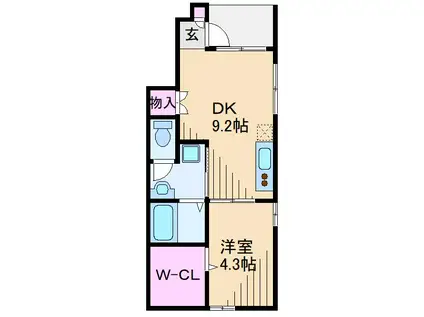 クオート・ヴィアーレ(1DK/1階)の間取り写真