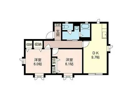 ヴィーブル桜台II(2DK/1階)の間取り写真