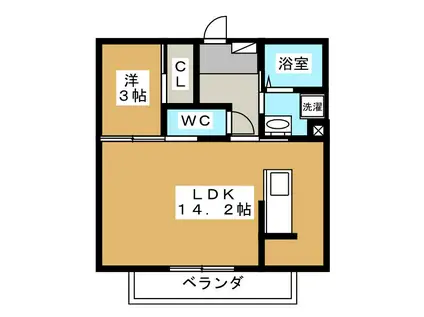 MELA ROSSA(1LDK/3階)の間取り写真