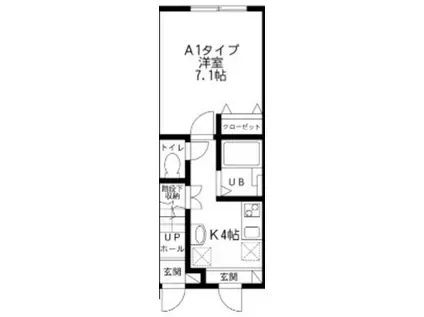 キャメル五反野IIB棟(1K/1階)の間取り写真