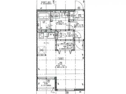 久留米合川町物件 A棟(ワンルーム/2階)の間取り写真