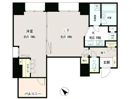 フルール田町(1LDK/11階)の間取り写真