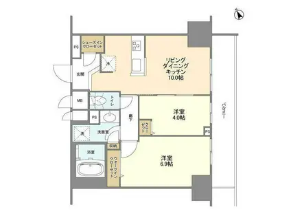 BLESS蔵前(2LDK/11階)の間取り写真