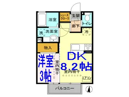 サンアロース2(1LDK/1階)の間取り写真