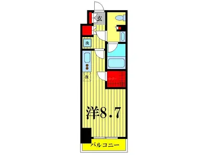 パークアクシス本所・親水公園(ワンルーム/7階)の間取り写真