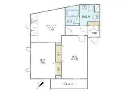 ウェルハウス東大井C棟(2DK/1階)の間取り写真