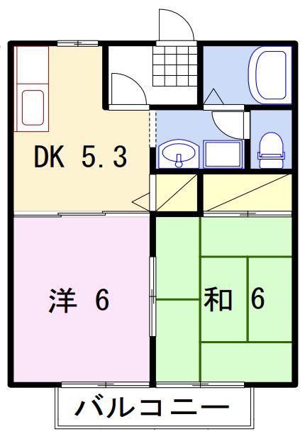 アルカンシェール(2DK/1階)の間取り写真