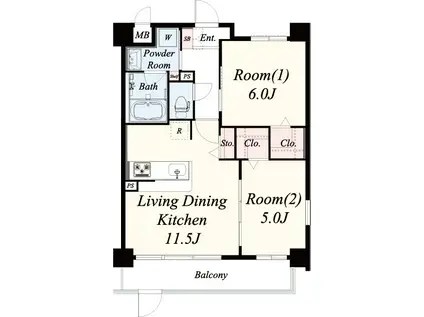 コゥジィコート御幣島駅前(1SLDK/2階)の間取り写真
