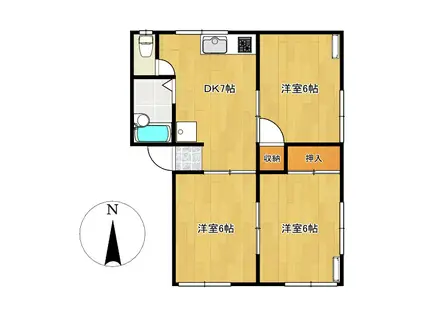 コーポ・サングリーン(3DK/1階)の間取り写真