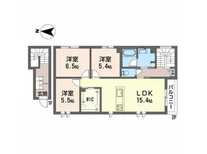 エレガンス鶴見(3LDK/2階)の間取り写真