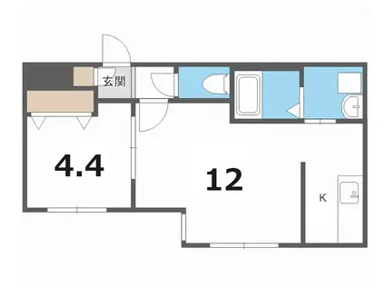 トライバルスペース発寒南(1LDK/4階)の間取り写真