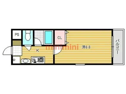 ソレイユ東奈良(1K/3階)の間取り写真