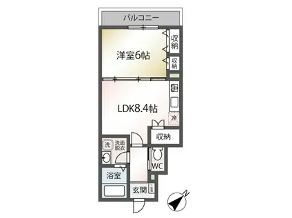 JR京葉線 舞浜駅 徒歩26分 2階建 築1年(1LDK/1階)の間取り写真