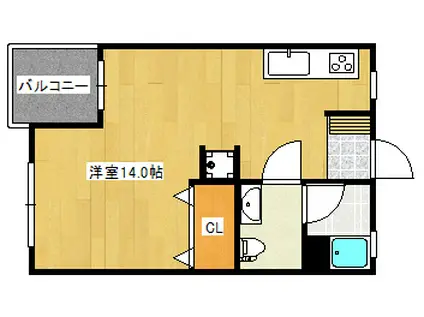 コーポワンセルフ(ワンルーム/2階)の間取り写真