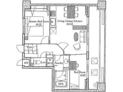 LANAI TOWN RENAISSANCE PLAZA HOUSE(2LDK/9階)の間取り写真