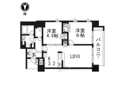 プラネスーペリア京都四条河原町(2LDK/4階)の間取り写真